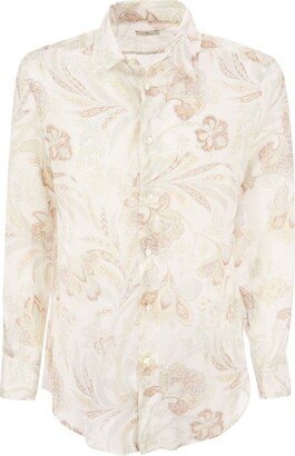 Floral-Pattern Long-Sleeved Shirt