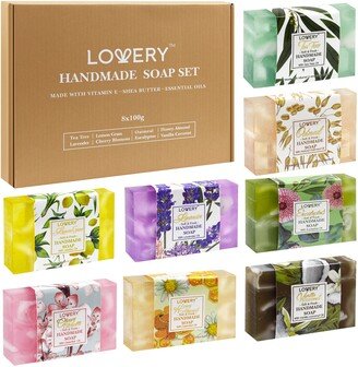 Lovery Handmade Soap Set - 8 Piece Variety Pack, Luxury Bath Soap Gift Box