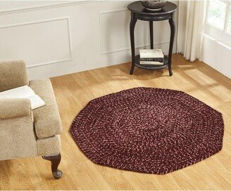 72 x 72 Chenille Tweed Collection Burgundy & Mauve Reversible Indoor Area Utility Octagonal Rug