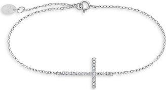 Sterling Silver & Cubic Zirconia Cross Bracelet