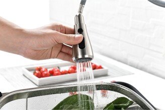 Simplie Fun Single Handle High Arc Brushed Nickel Pull Out Kitchen Faucet, Single Level Stainless Steel Kitchen Sink Faucets with Pull Down Sprayer