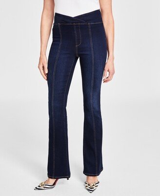 Women's High Rise Asymmetrical Seamed Bootcut Jeans, Created for Macy's