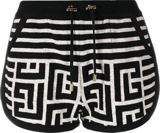 Monogram-Jacquard Wool Shorts