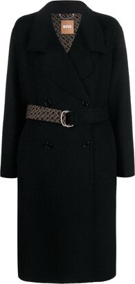 Monogram-Jacquard Belt Wool-Blend Coat