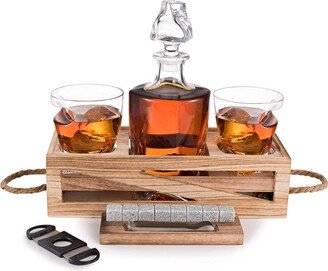 Whiskey Decanter and Cigar Glass Gift Set, 14 Piece