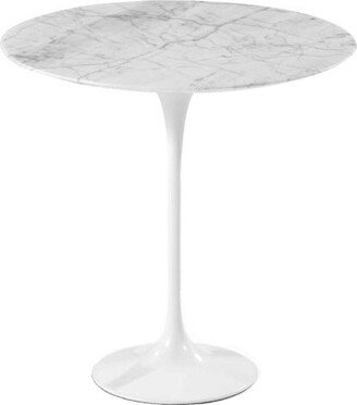 Walnut decor Round Carrara Marble Tulip Side Table - 20'' H x 23'' W x 23'' D