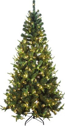 7-Foot Pre-Lit Sierra Green Tree Pvc and Pe Christmas Tree