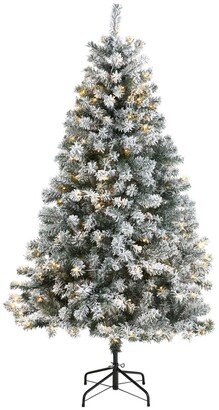 Flocked Rock Springs Spruce Artificial Christmas Tree with 250 Clear Led Lights