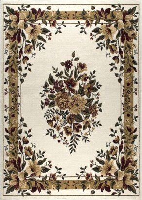 Optimum Caspian French Country Floral Area Rug, Ivory/Green,