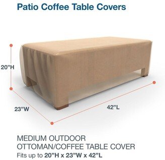 Budge Water-Resistant Outdoor Patio Ottoman Cover, / Coffee Table Cover, All-Seasons, Nutmeg, Multiple Sizes