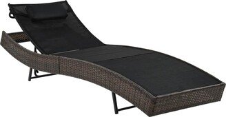 Sun Lounger with Pillow Poly Rattan Brown
