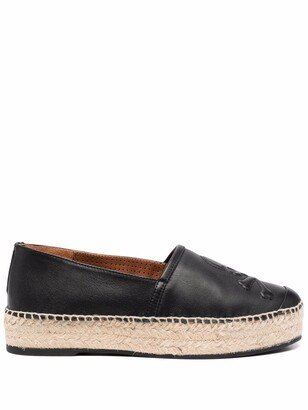 Skull-Motif Leather Espadrilles