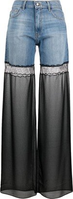 Black Tulle Wide-Leg Jeans