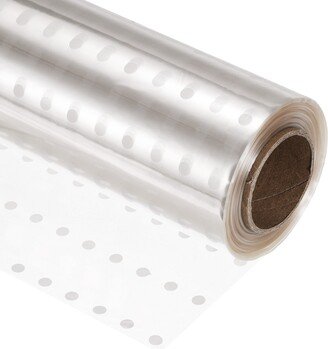 Unique Bargains Cellophane Wrap Roll Wrapping Paper White Polka Dots 49ft x 31in 3 Mil, Clear