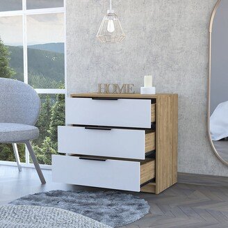 3-Drawer Dresser White and Light Oak