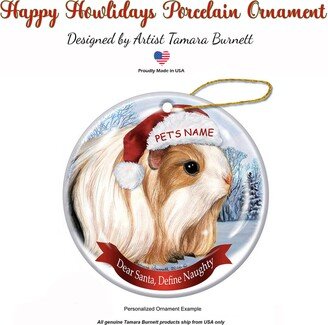 Guinea Pig Silkie Santa Hat Dog Porcelain Christmas Ornament Personalized Ornaments