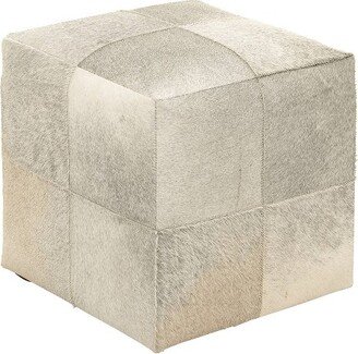 Contemporary Square Cowhide Leather Stool Ottoman - Olivia & May