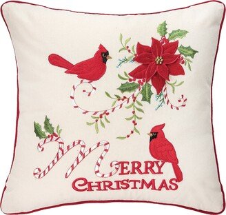 Cardinal Cane 16 x 16 Embroidered Throw Pillow