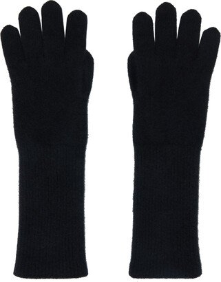 Black Baby Cashmere Knit Long Gloves-AA