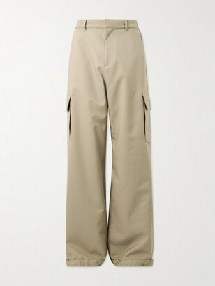 Wide-Leg Twill Cargo Trousers