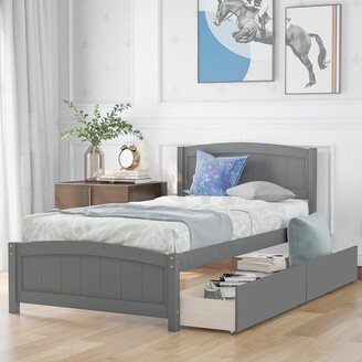 Twin size Platform Bed with Two Drawers-AA