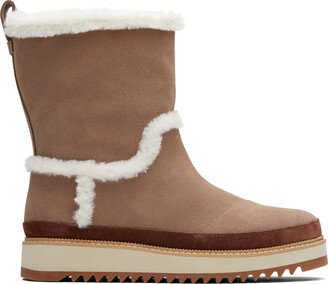 Grey Makenna Boots Brown Water Resistant Suede Platform Heel