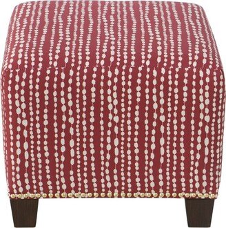 Square Nail Button Ottoman - L-e Dot Holiday Red Oga