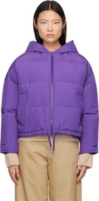 Purple Hooded Reversible Down Jacket