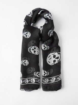 Skull-print Silk-chiffon Scarf