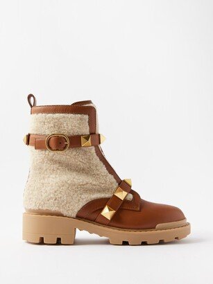 Roman Stud Shearling And Leather Boots