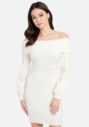 Overlay Balloon Sleeve Knit Dress