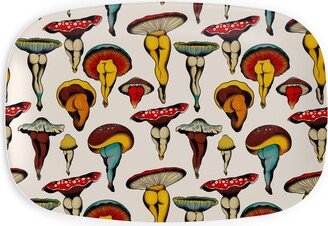 Serving Platters: Sexy Mushrooms Serving Platter, Multicolor