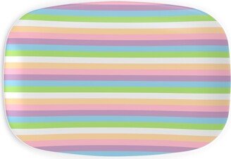 Serving Platters: Multi Colored Stripes - Pastel Serving Platter, Multicolor