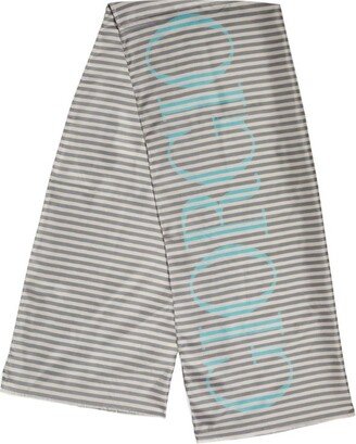 Silk Striped Logo Scarf