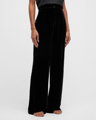 Wide-Leg Velvet Pants-AA