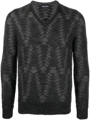 Chevron-Pattern Mohair-Wool Jumper