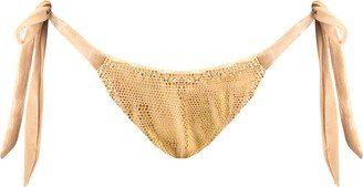 Elin Ritter Ibiza Gold Metallic Shine Tie-Side Mesh Bikini Bottom Leah Sargantana