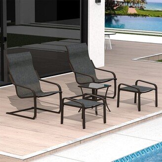 Telepassa 5Pcs Outdoor Patio Bistro Set with Ottoman and Quick Dry Textile