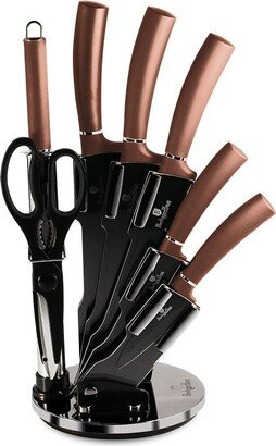 Berlinger Haus 8-Piece Knife Set w/ Acrylic Stand Rose Gold Collection