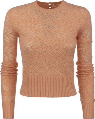 Perforated Crewneck Knitted Jumper