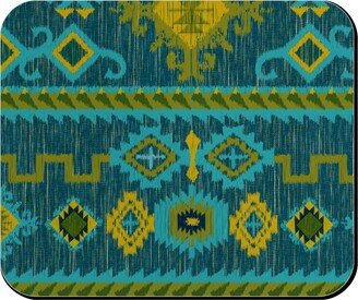 Mouse Pads: Kilim - Ocean Tones Mouse Pad, Rectangle Ornament, Green