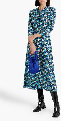 Pintucked floral-print silk-crepe midi dress