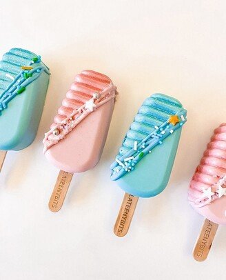 Gender Reveal Cakesicles - Dessert Table Sweets Party Favor For Gift Mom-To-Be Boy Or Girl Baby Shower