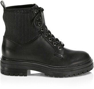 Martis Rib-Knit Leather Combat Boots