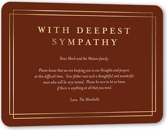 Sympathy Cards: Candescent Condolences Sympathy, Gold Foil, Red, 5X7, Matte, Personalized Foil Cardstock, Rounded