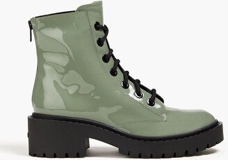 Pike patent-leather combat boots