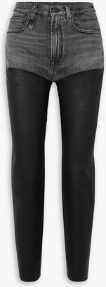 Courtney Chaps cropped leather-paneled mid-rise slim-leg jeans