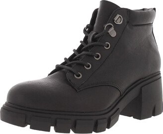 Womens Faux Leather Lug Sole Combat & Lace-up Boots