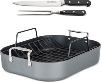 Hard Anodized Aluminum Nonstick Roaster with Rack & Bonus Carving Set