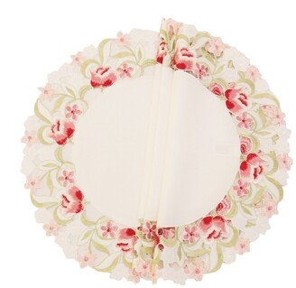 Lush Rosette Embroidered Cutwork Round Placemats - Set of 4